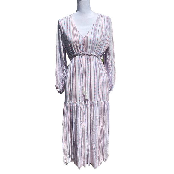 Few Moda Maxi Dress Long Sleeve White Bohemian - Picture 1 of 11